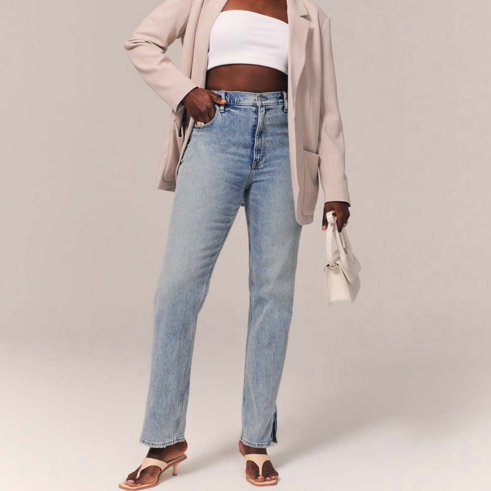 Abercrombie & Fitch The Slim Straight ultra high rise jean‎ 34|18R